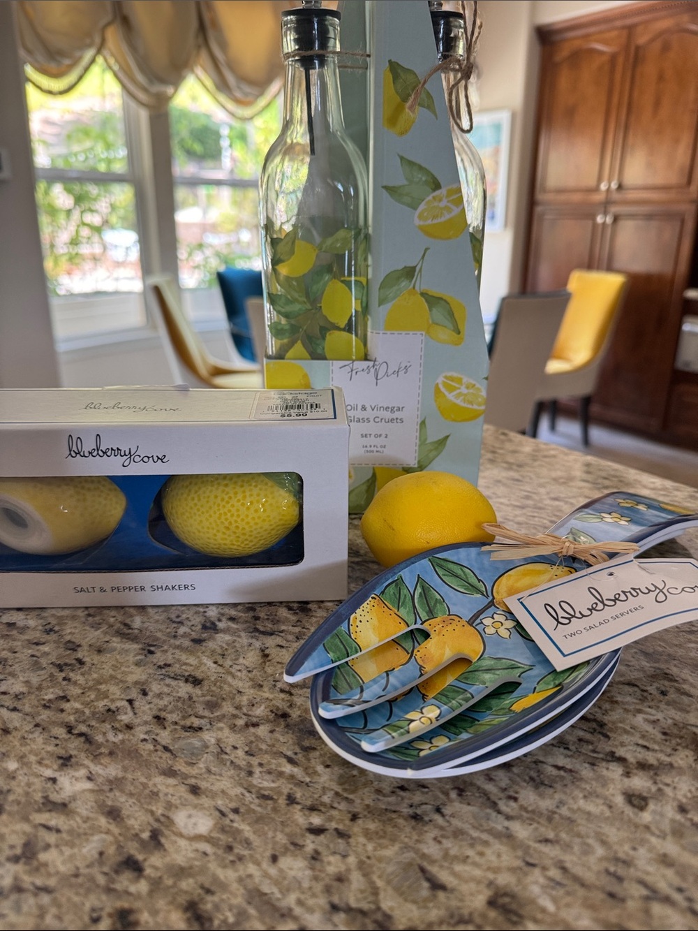 Lemon Ceramic Salad Servers - Yellow